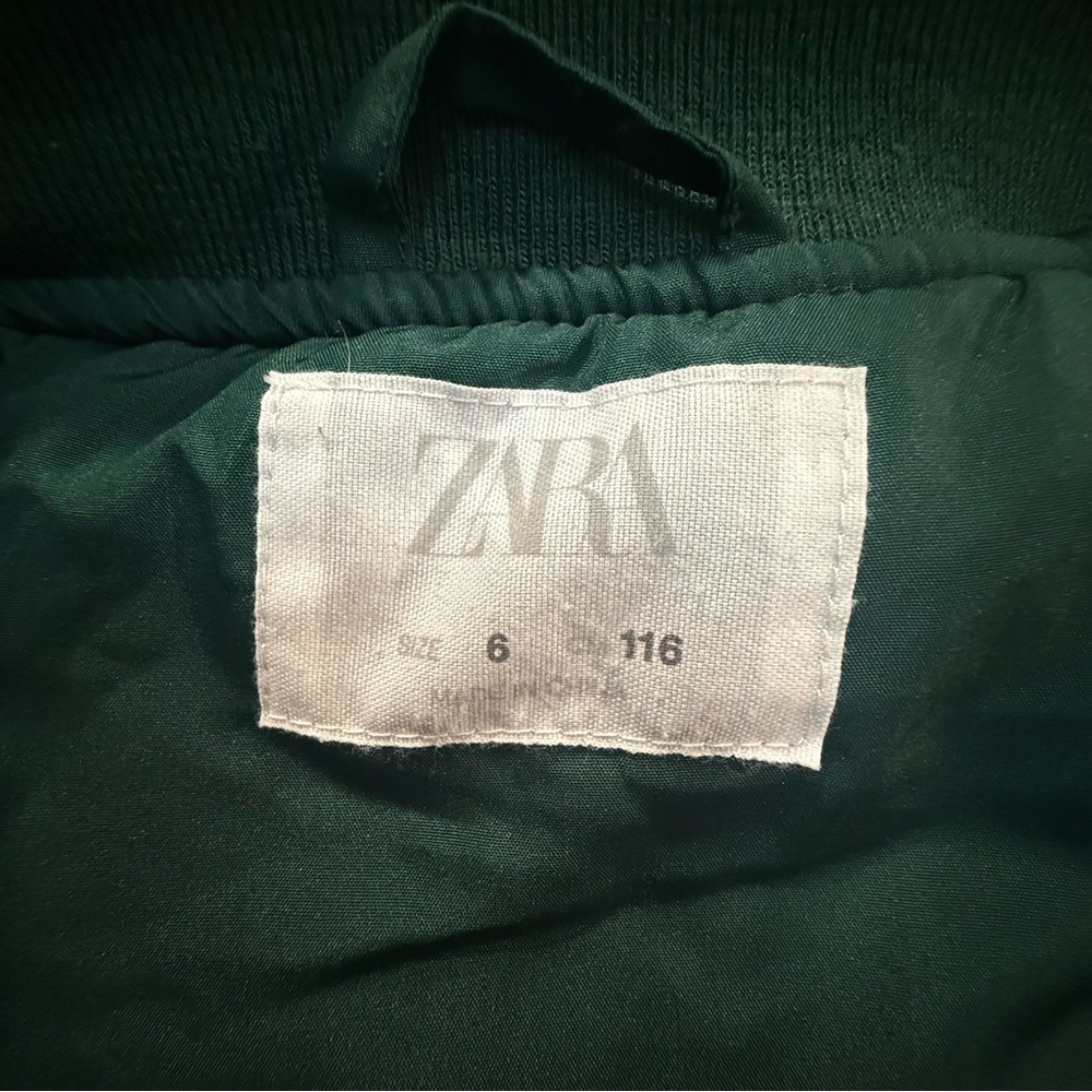 Zara kids Green and White Varsity letterman Jacket boys size 6 - Picture 8 of 11